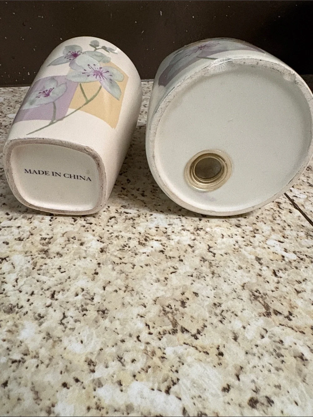 Floral Ceramic Toothbrush Holder and Tumbler Set - Purple Floral